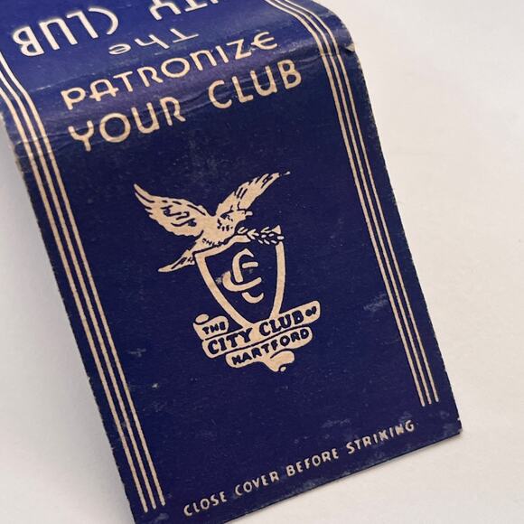 The City Club Hartford CT Vintage Matchbook Cover TB8-MB-15 - Picture 2 of 2